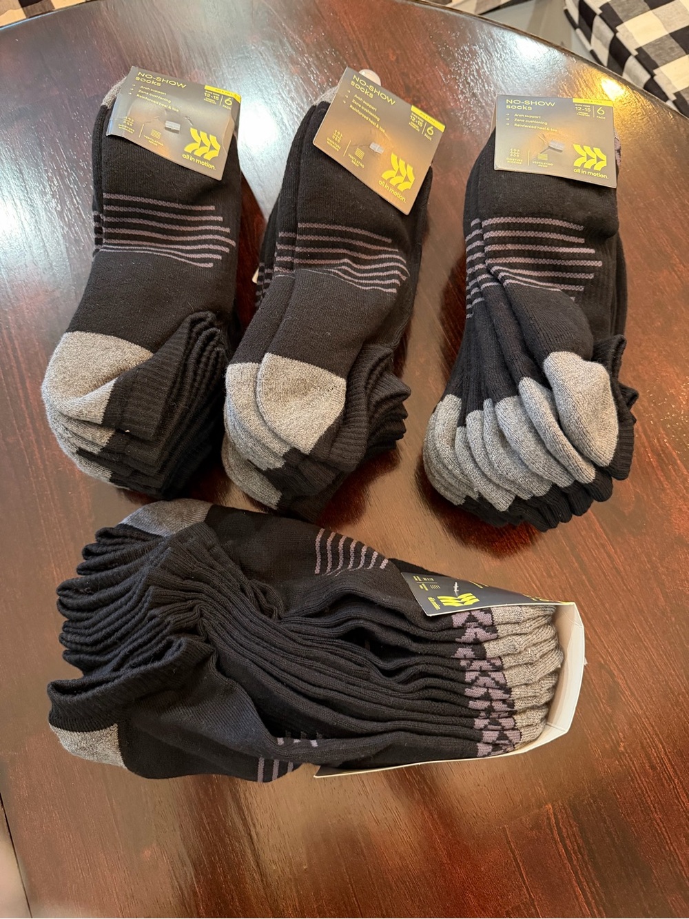Target 🎯 Brand Black & Gray No Show Crew Socks - Size 12-15 (4 packs of 6)